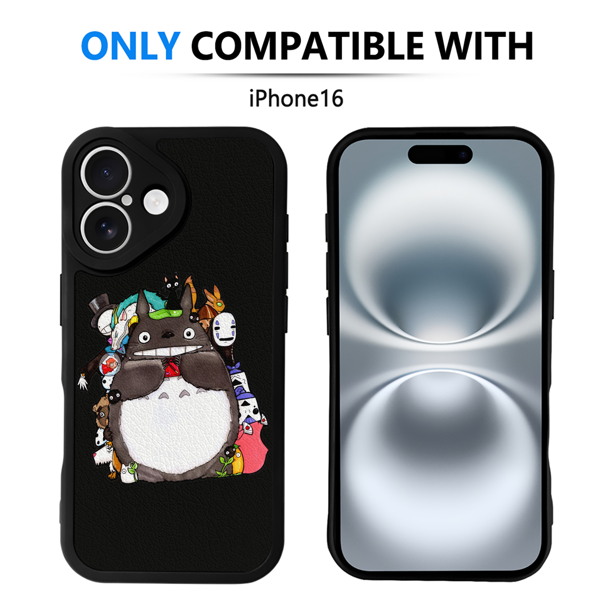 （画像用） となりのトトロ 草壁メイ 草壁サツキ My Neighbor Totoro Satsuki Kusakabe Mei Kusakabe 【iPhone 16シリーズ対応】シリコンスマホケース（レザー調） 材質：シリコン